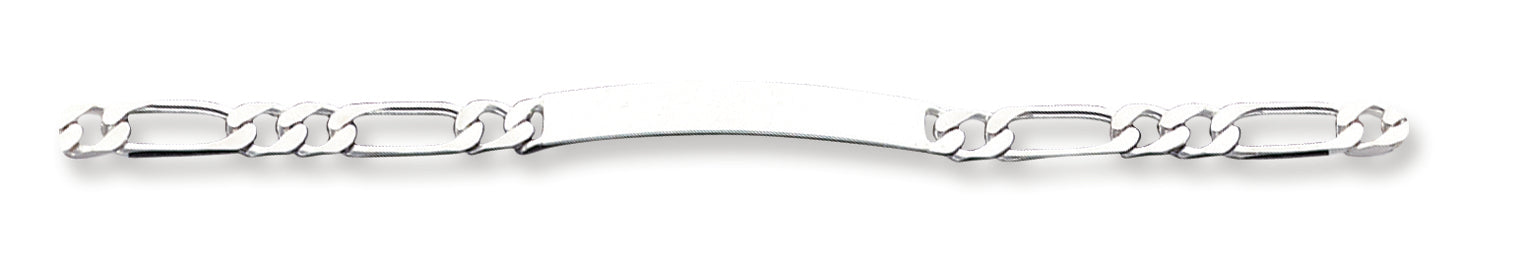 Sterling Silver 7inch Engraveable Figaro Link ID Bracelet 7 Inches