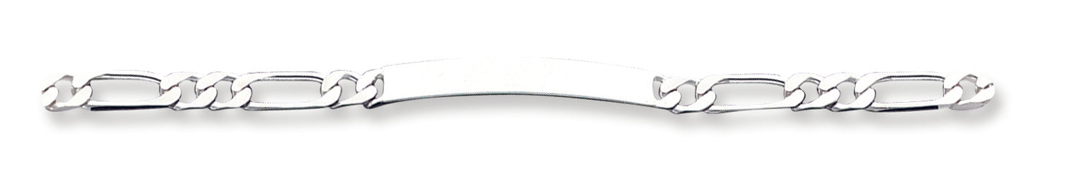 Sterling Silver 8inch Polished Engraveable Figaro Link ID Bracelet 8 Inches