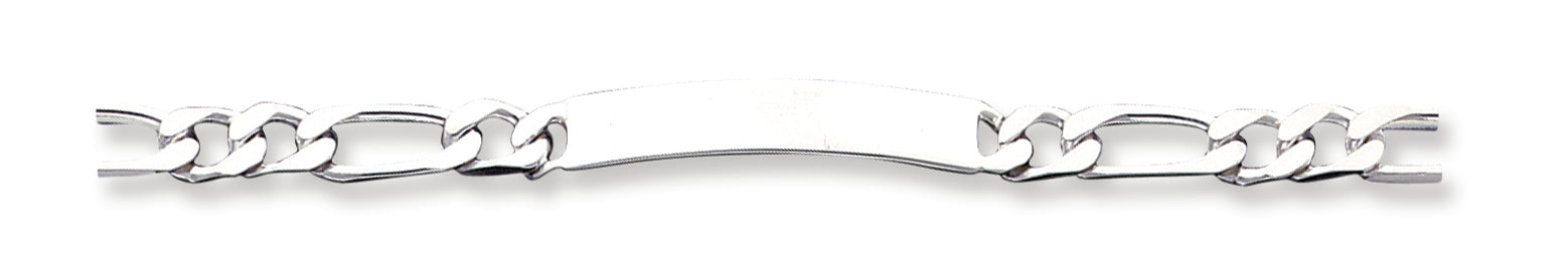 Sterling Silver 8inch Polished Engraveable Figaro Link ID Bracelet 8 Inches