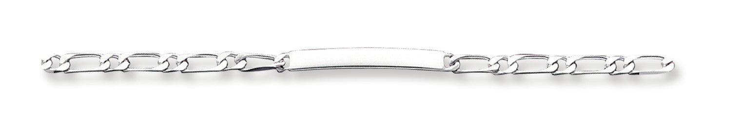 Sterling Silver 7inch Polished Engraveable 1 Figaro Link ID Bracelet 7 Inches