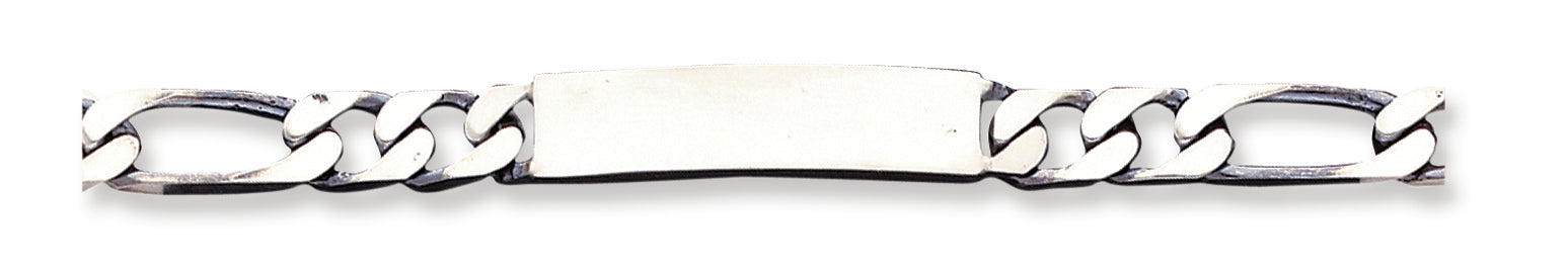 Sterling Silver 8inch Engraveable Antiqued Figaro Link ID Bracelet 8 Inches