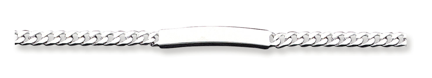 Sterling Silver 8inch Polished Engraveable Curb Link ID Bracelet 8 Inches