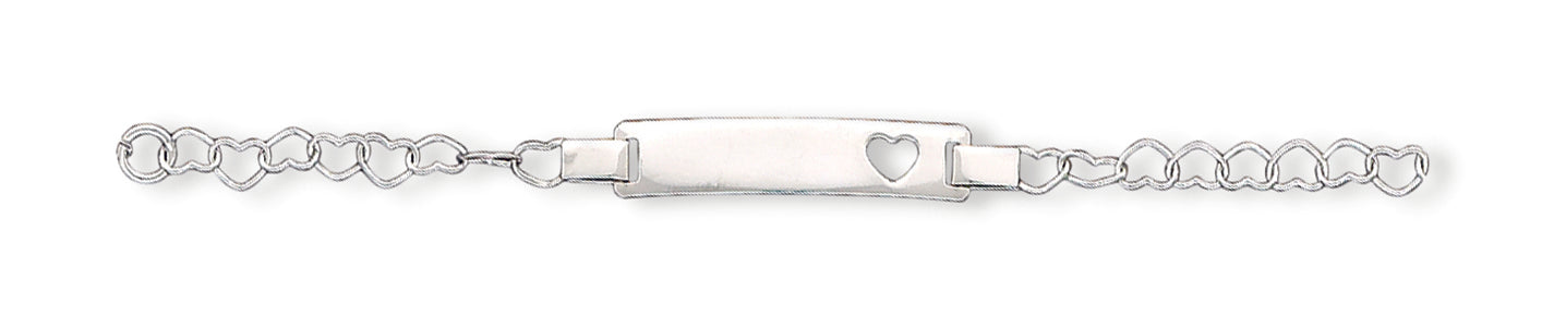 Sterling Silver Heart Baby ID Bracelet 6 Inches