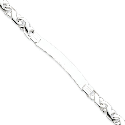 Sterling Silver Fancy ID Link Bracelet 7 Inches