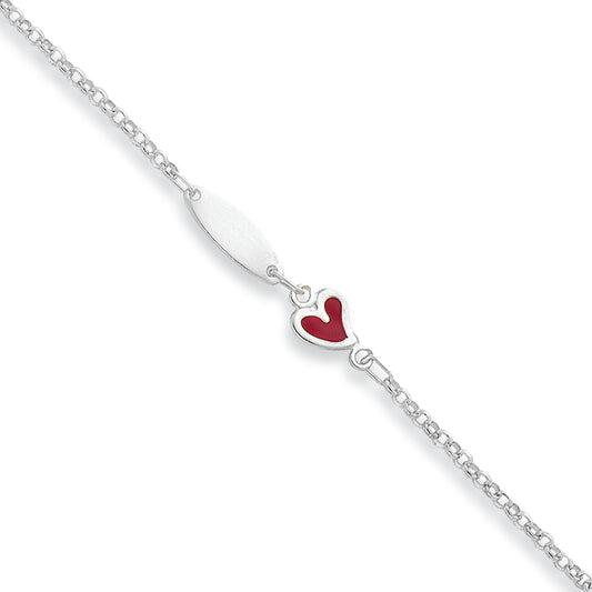 Sterling Silver Enamel Baby I.D. Bracelet 6 Inches