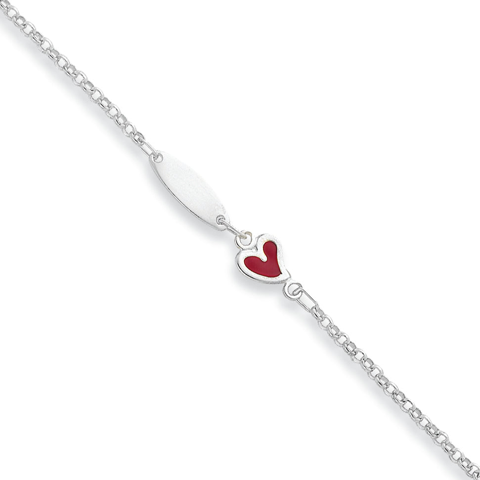 Sterling Silver Enamel Baby I.D. Bracelet 6 Inches
