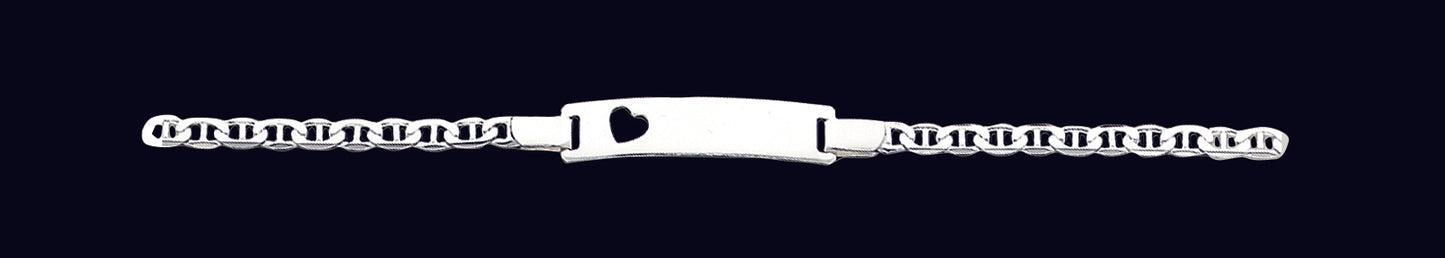 Sterling Silver Baby ID with Cut-out Heart Bracelet 5.5 Inches