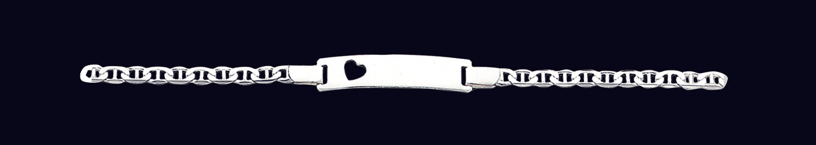 Sterling Silver Baby ID with Cut-out Heart Bracelet 6 Inches