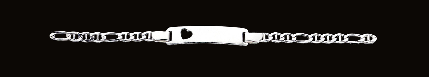 Sterling Silver Baby ID with Cut-out Heart Bracelet 6 Inches