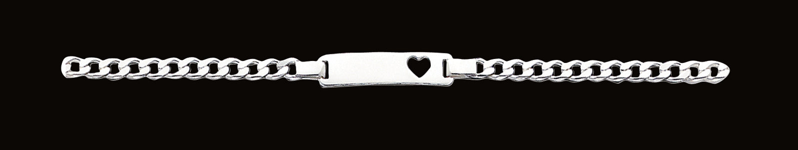 Sterling Silver Baby ID with Cut-out Heart Bracelet 6 Inches