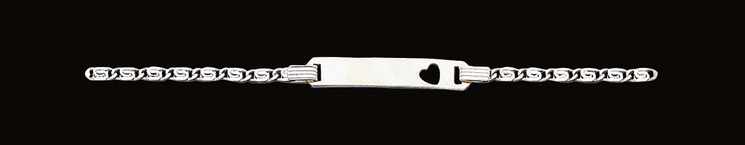 Sterling Silver Baby ID with Cut-out Heart Bracelet 5.5 Inches