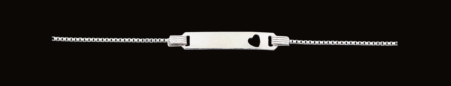 Sterling Silver Baby ID with Cut-out Heart Bracelet 6 Inches