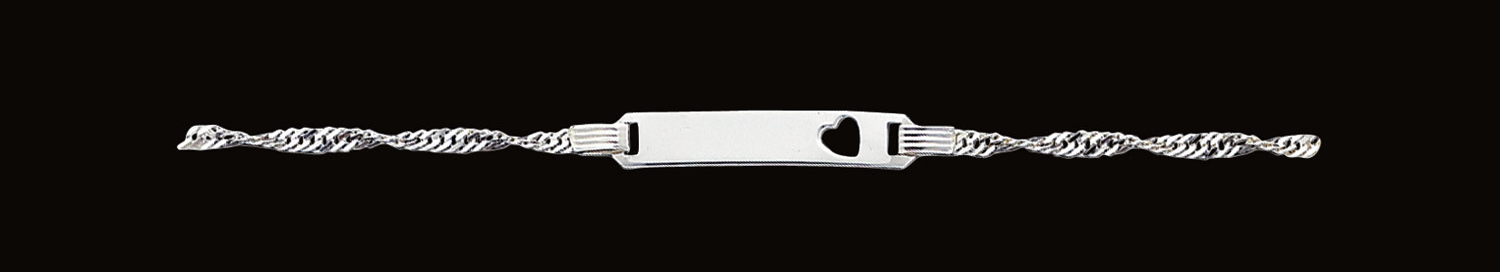 Sterling Silver Baby ID with Cut-out Heart Bracelet 5.5 Inches