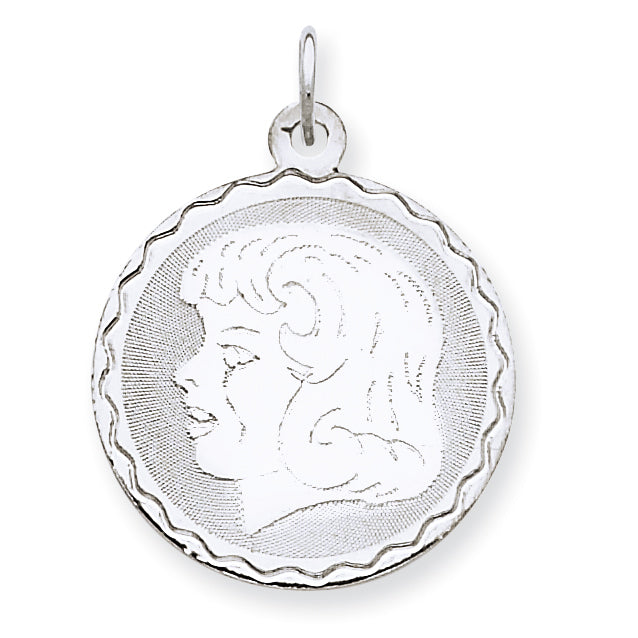 Sterling Silver Engraveable Girl Disc Charm