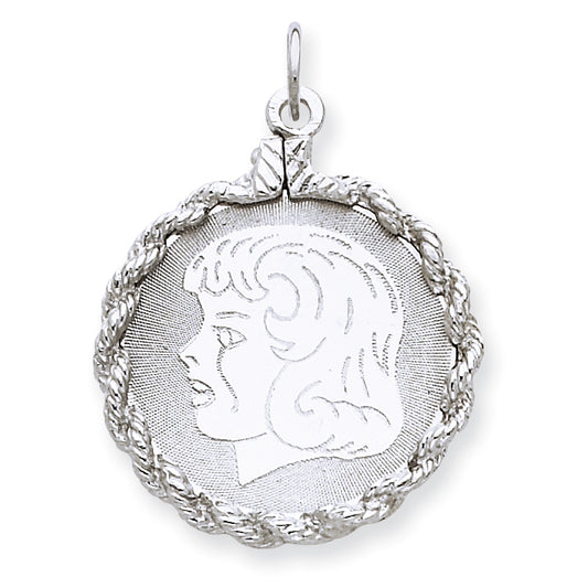 Sterling Silver Engraveable Girl Disc Charm