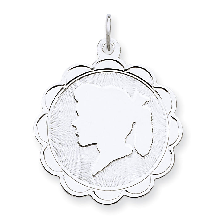 Sterling Silver Engraveable Girl Disc Charm