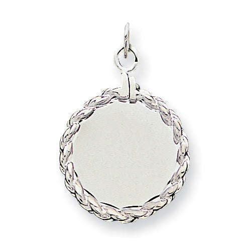 Sterling Silver Engraveable Round with Rope Disc Charm