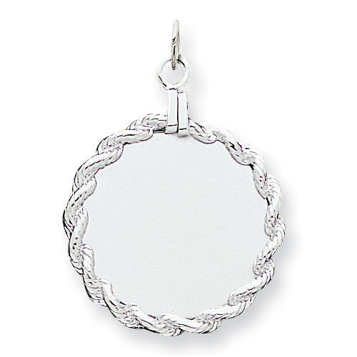 Sterling Silver Engraveable Round with Rope Disc Charm