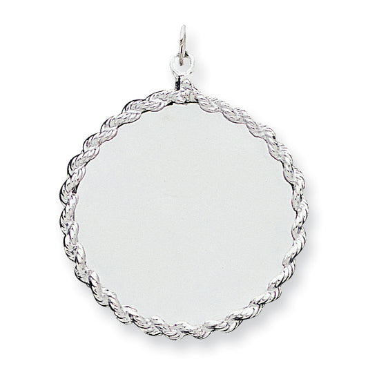 Sterling Silver Engraveable Round with Rope Disc Charm