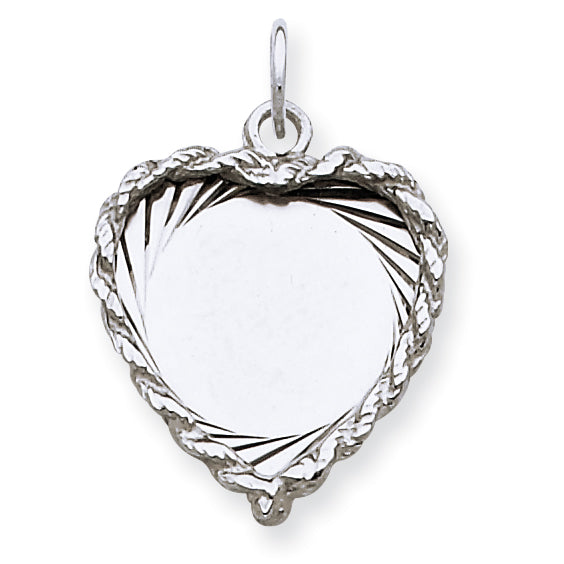 Sterling Silver Engraveable Heart Disc Charm