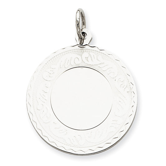 Sterling Silver Engraveable Round with Scroll Disc Charm