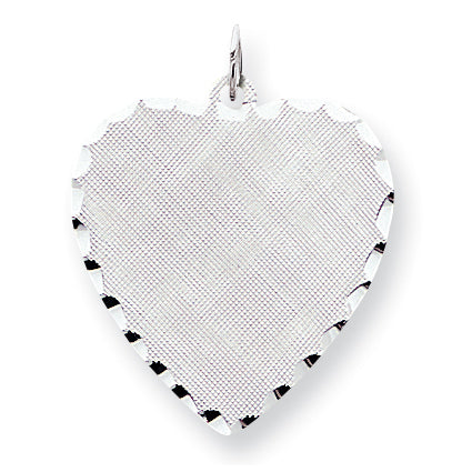 Sterling Silver Engraveable Heart Patterned Disc Charm