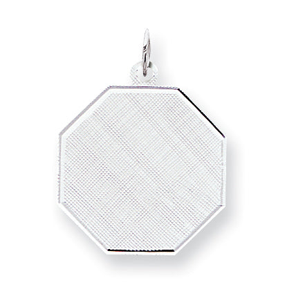 Sterling Silver Engraveable Octagon Patterned Disc Charm