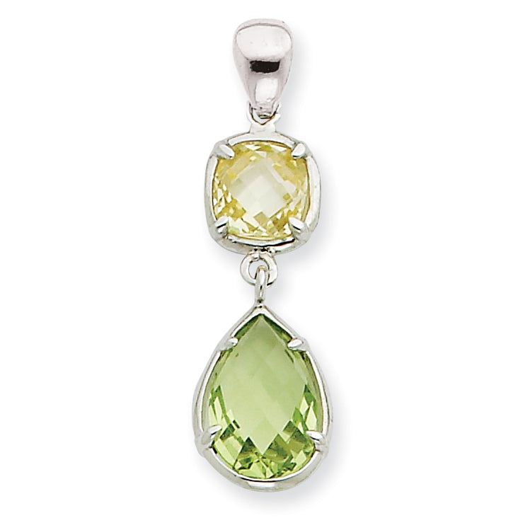 Sterling Silver Light Green & Yellow CZ Pendant