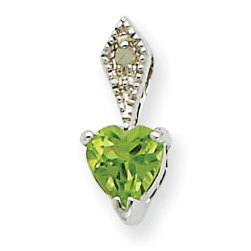 Sterling Silver Diamond & Peridot Heart Pendant