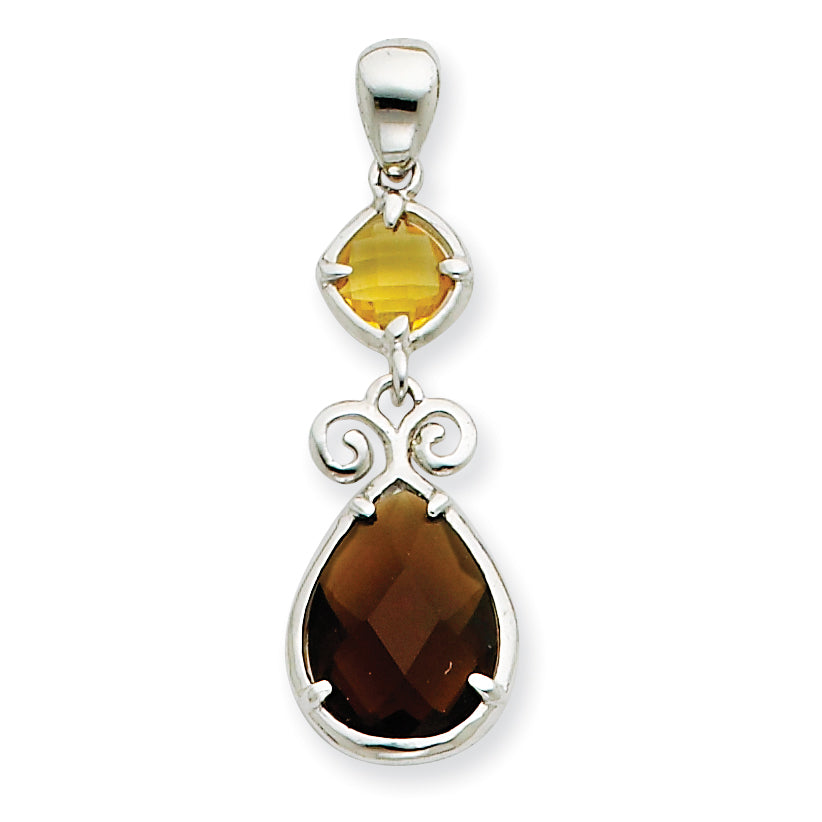 Sterling Silver Brown & Yellow CZ Pendant