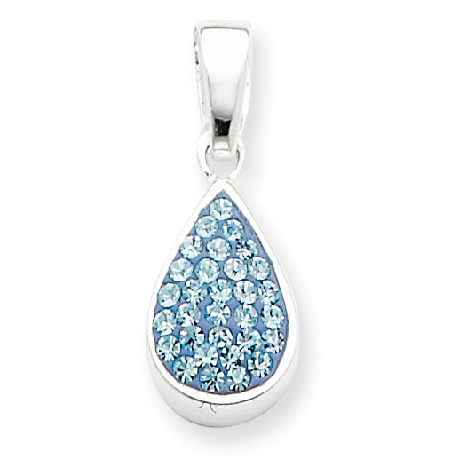 Sterling Silver Blue CZ Teardrop Pendant