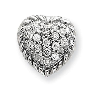 Sterling Silver CZ Heart Slide