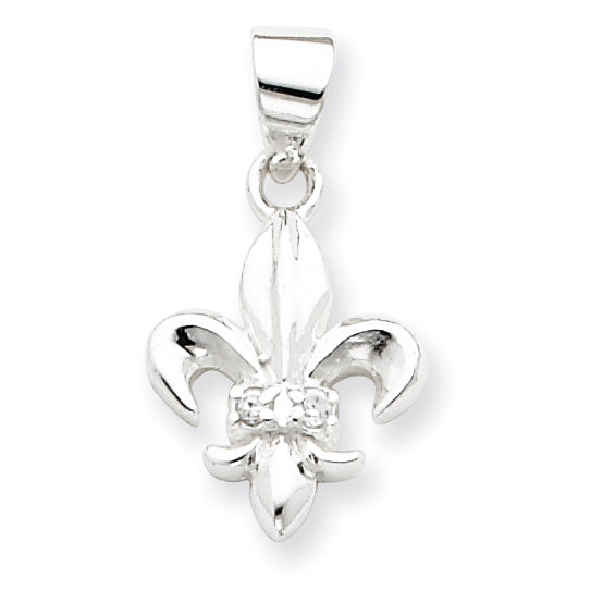 Sterling Silver CZ Fleur de lis Pendant