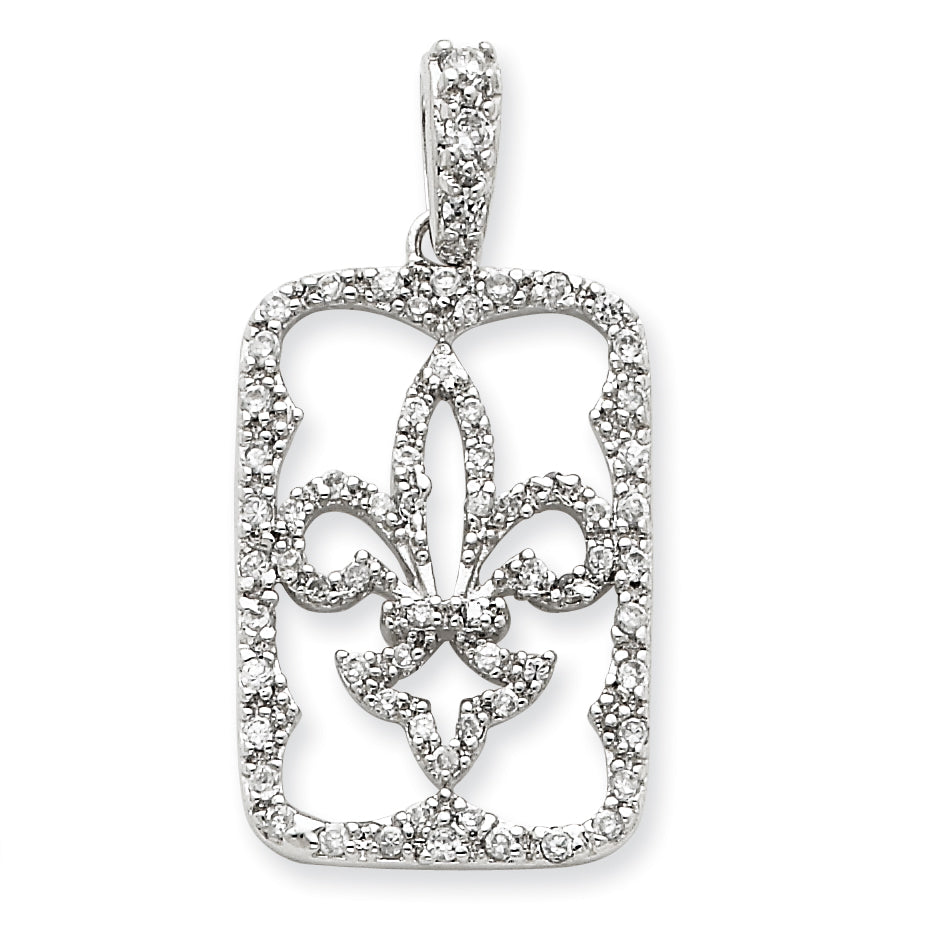 Sterling Silver CZ Fleur de lis Pendant