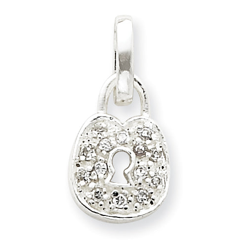 Sterling Silver CZ Lock Pendant