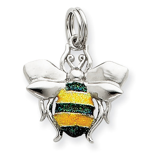 Sterling Silver Green & Yellow Enamel Bee Charm