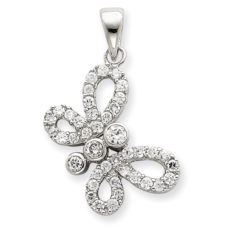 Sterling Silver CZ Butterfly Pendant