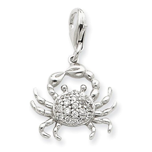 Sterling Silver CZ Crab Charm