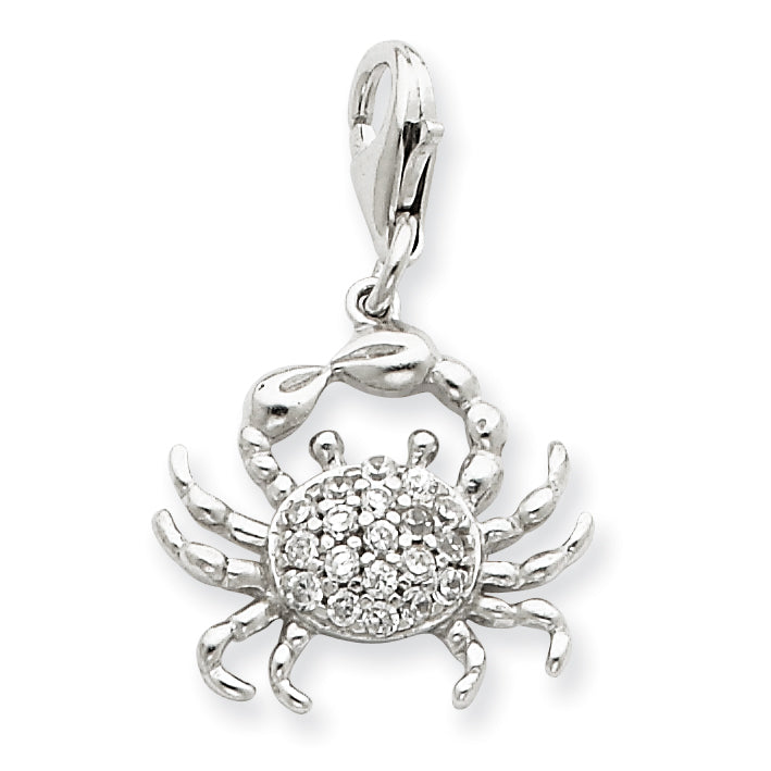 Sterling Silver CZ Crab Charm
