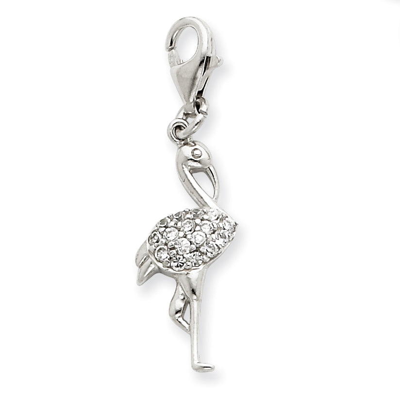 Sterling Silver CZ Flammingo Charm