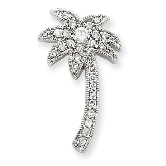 Sterling Silver CZ Palm Tree Slide