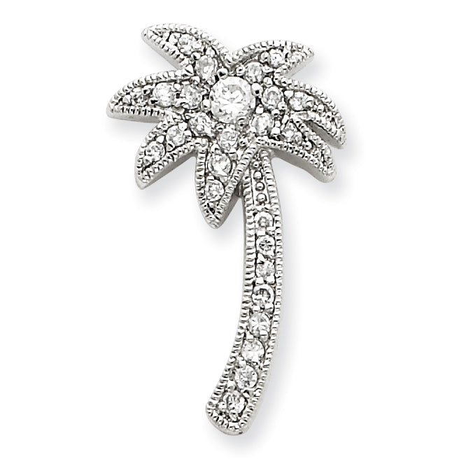 Sterling Silver CZ Palm Tree Slide