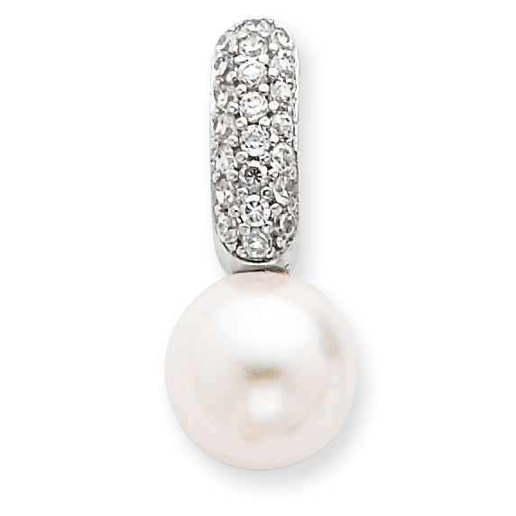 Sterling Silver CZ with Cultured Pearl Pendant