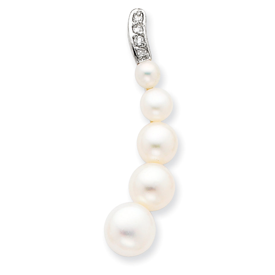 Sterling Silver Freshwater Cultured Pearl CZ Pendant