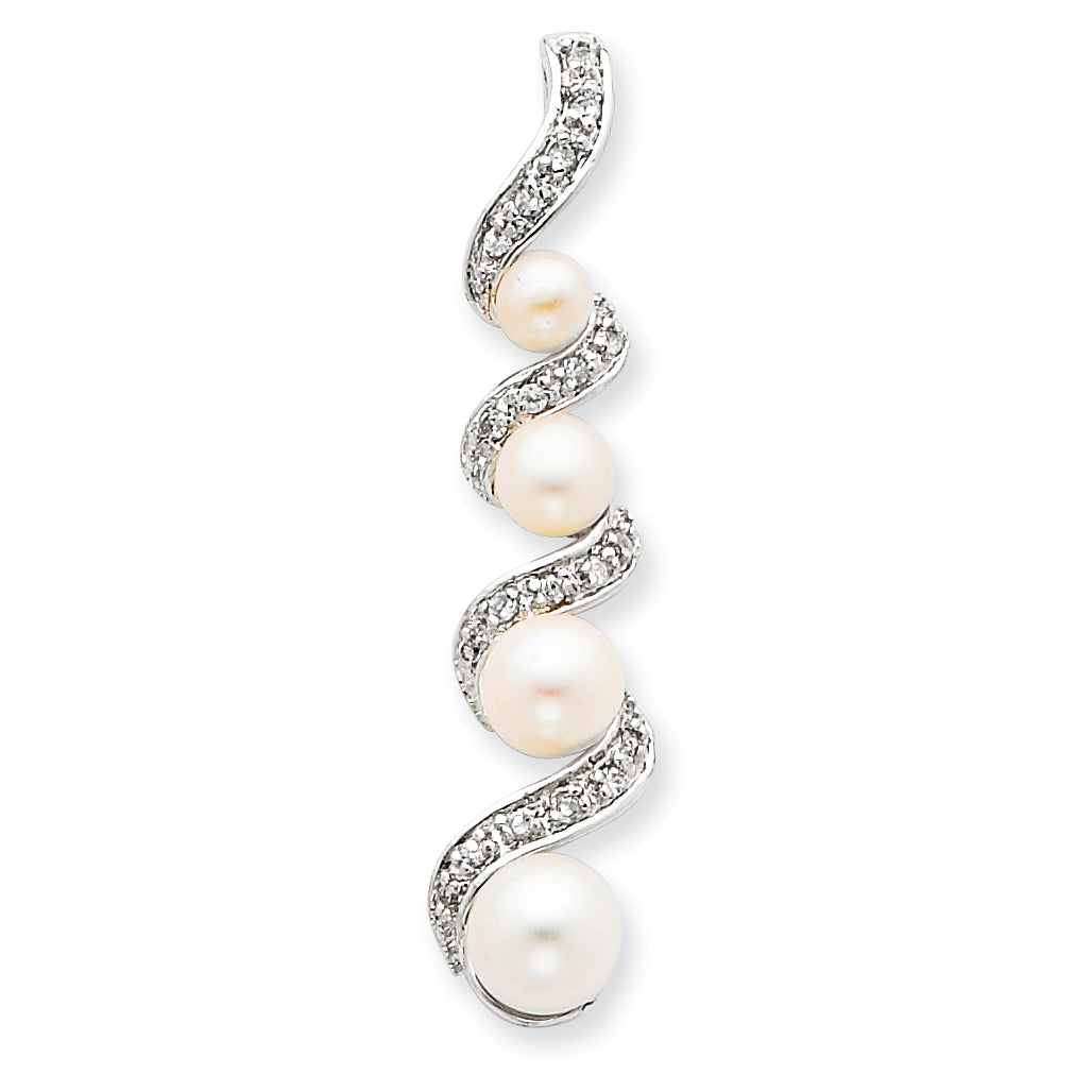 Sterling Silver Freshwater Pearl CZ Pendant