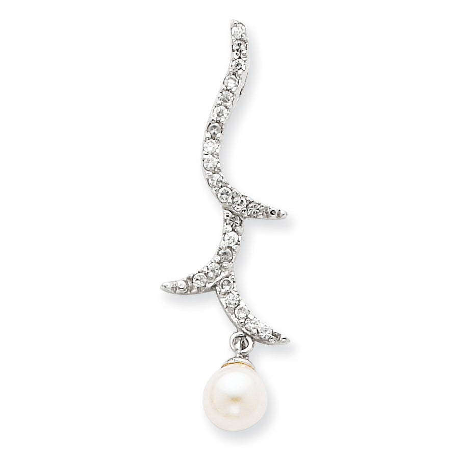 Sterling Silver CZ and Cultured Pearl Pendant
