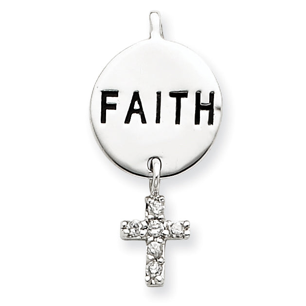 Sterling Silver Faith CZ Cross Pendant