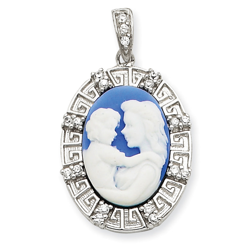 Sterling Silver CZ Cameo Pendant