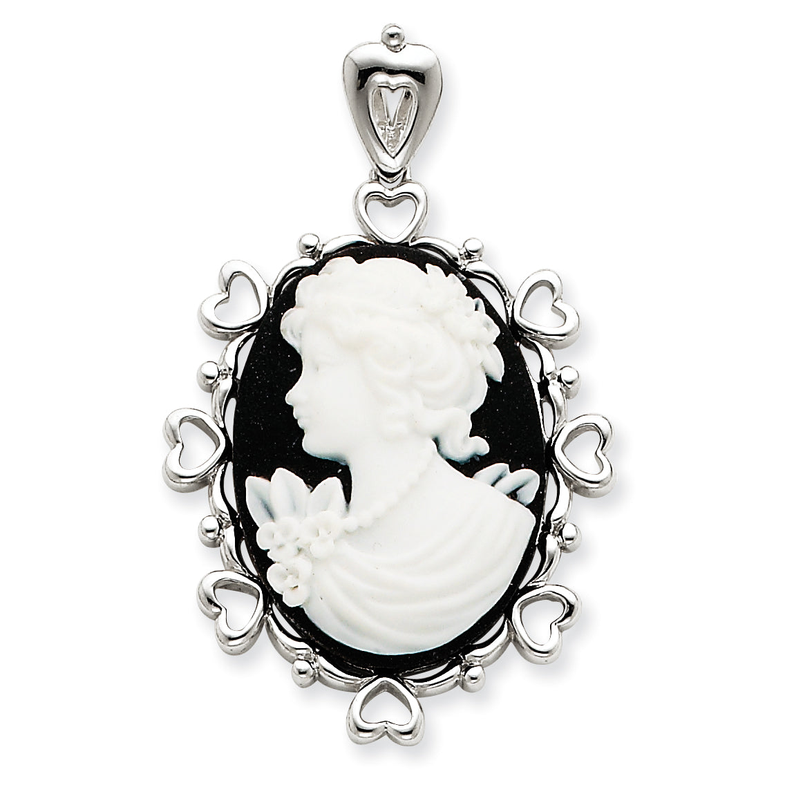 Sterling Silver Black & White Cameo Pendant