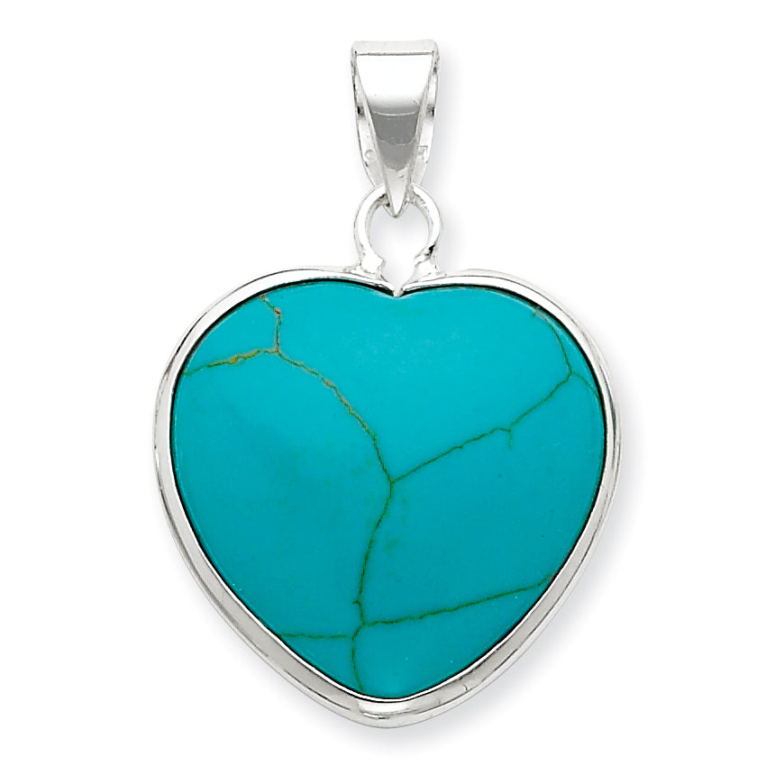Sterling Silver Heart Turquoise Pendant